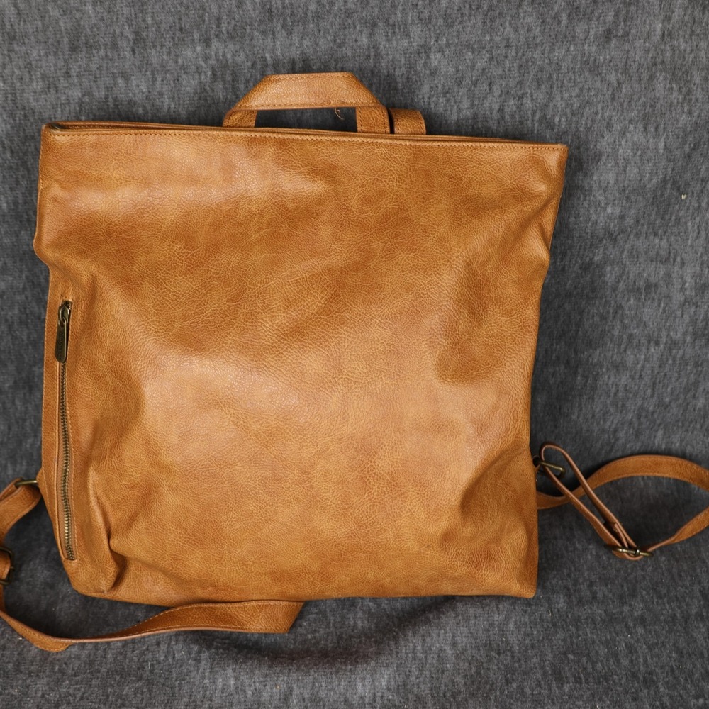 Thirty-One Backpack Womens Large Brown Faux Leather Zip Pockets Casual Bag